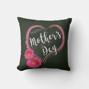 Rosa Heart Flowers Mors dag - Square Pillow Kudde