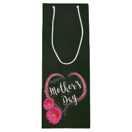 Rosa Heart Flowers Mors dag - Vin Gift Bag