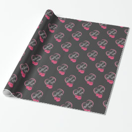 Rosa Heart Flowers Mors dag - Wrapping Papper Presentpapper