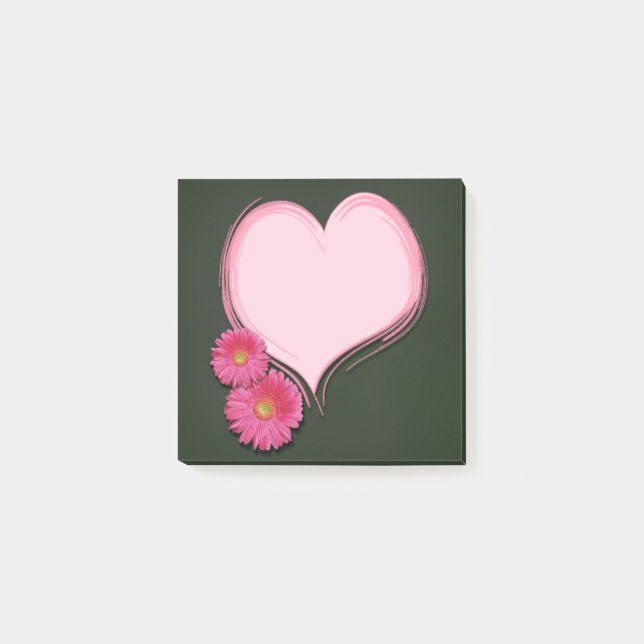 Rosa Heart Flowers - Post it® Notes Post-it Block (Framsida)