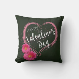 Rosa Heart Flowers Valentindagen - Square Pillow Kudde