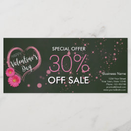 Rosa Heart Flowers Valentindags rabattkort