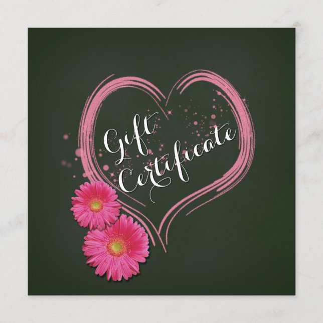 Rosa Heart Flowers Valentines day Gift Certificate (Framsida)