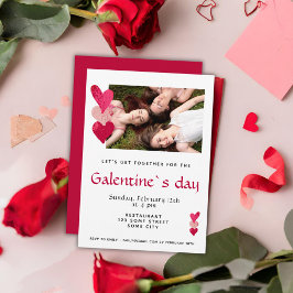 Rosa Heart Friend Photo Galentine's Day Inbjudningar