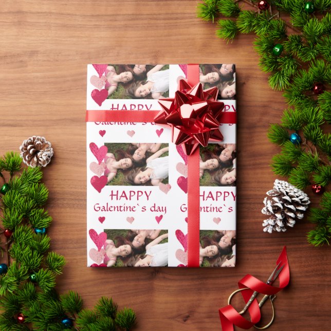 Rosa Heart Friend Photo Galentine's Day Presentpapper (Julgåva)