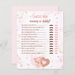 Rosa Heart gissar vem Mamma pappa Baby Shower Game