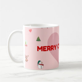 "Rosa Heart God jul Coffee Mugg med Festiv