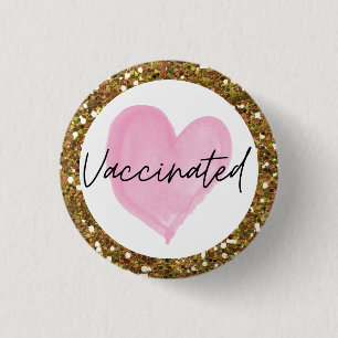 Rosa Heart Guld Glitter vaccinerat Knapp