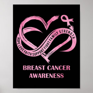 Rosa Heart Hope Kärlek Faith Breast Cancer Awarene Poster