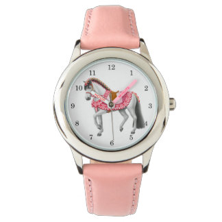 Rosa Heart Horse Anpassade Girls Watch Armbandsur