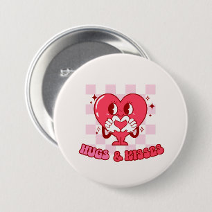 Rosa Heart Hugs och Kisses Knapp