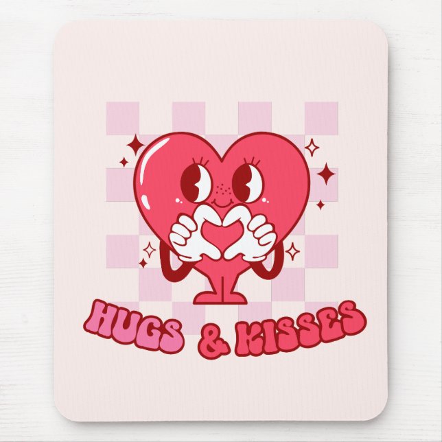 Rosa Heart Hugs och Kisses Musmatta (Framsidan)