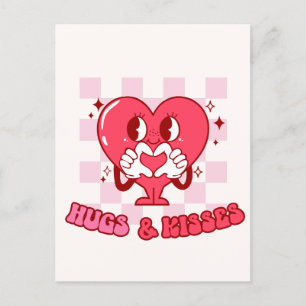 Rosa Heart Hugs och Kisses Vykort