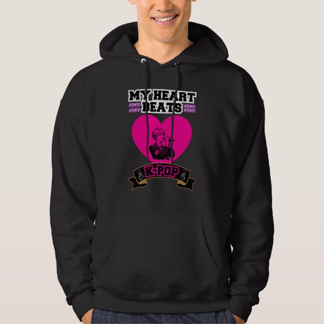 Rosa Heart Idol Singing KPop Music Kärlek Design Hoodie (Framsida)
