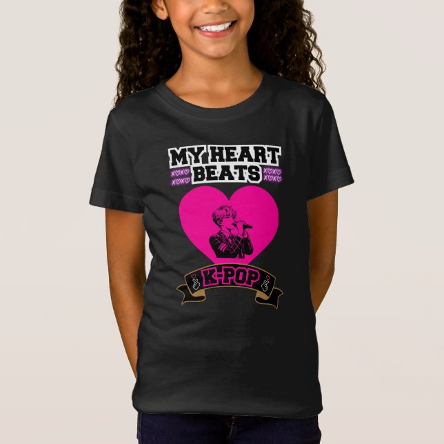 Rosa Heart Idol Singing KPop Music Kärlek Design T Shirt (Framsida)