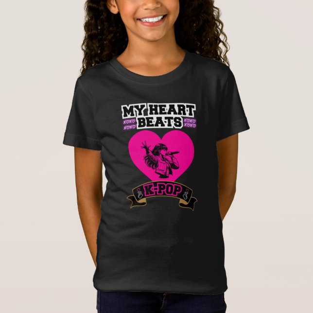 Rosa Heart Idol Singing KPop Music Kärlek Design T Shirt (Framsida)