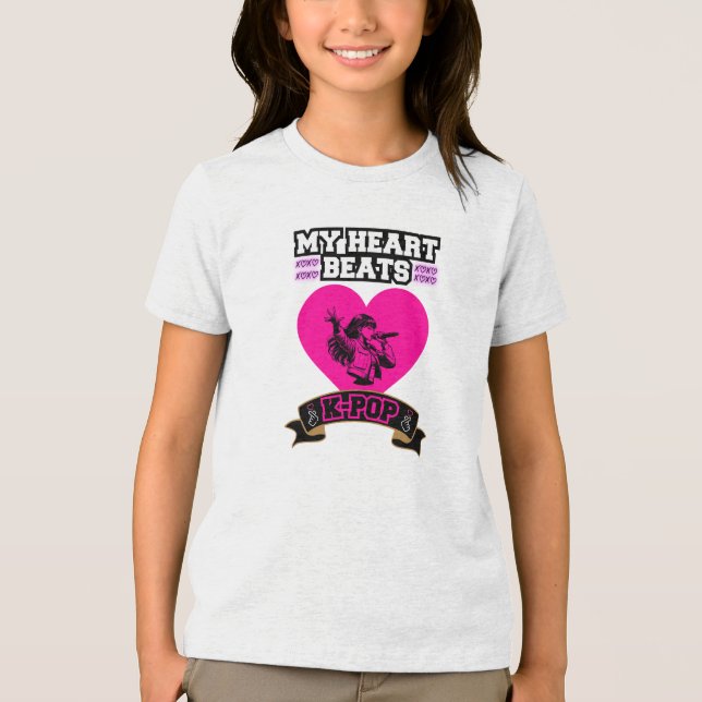 Rosa Heart Idol Singing KPop Music Kärlek Design T Shirt (Framsida)