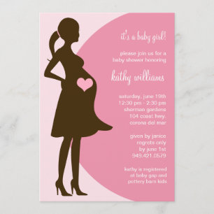 Rosa Heart in Tummy Baby Shower-inbjudan Inbjudningar