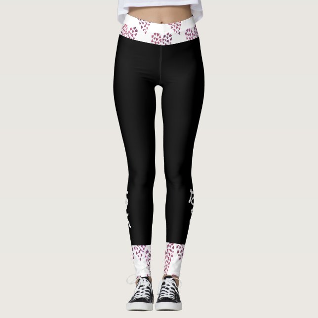 Rosa Heart Kärlek Kvinnors förband Leggings (Framsida)