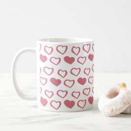 Rosa Heart Kärlek Mönster Valentine Kaffemugg