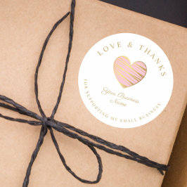 Rosa Heart Kärlek och tack för stöd till småföreta Runt Klistermärke