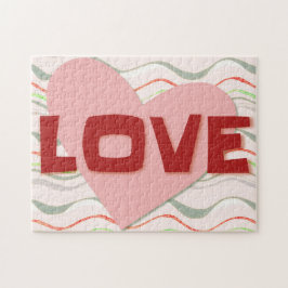 Rosa Heart Kärlek Retro Stil Puzzle Pussel