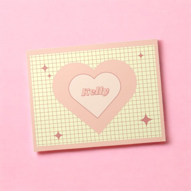 Rosa Heart kontrollerade Mönster Alla hjärtans dag Anteckningsblock (Pink Heart Checkered Pattern Valentine's Day Notepad)