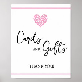 Rosa Heart-kort och presentationsskal för spädbarn Poster