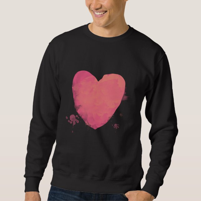 Rosa Heart Lång Ärmad Tröja (Framsida)