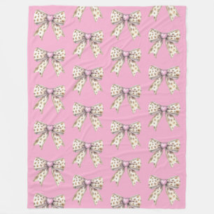Rosa Heart Leopard Girly Bow Fleecefilt