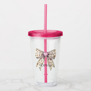 Rosa Heart Leopard Girly Bow Take Away Mugg