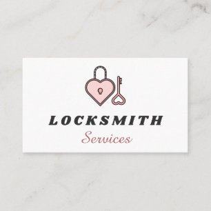 Rosa Heart Lock & Nyckel Locksmith Services Söt Visitkort