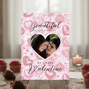 Rosa Heart Lollipops Valentine Helgkort
