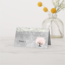 Rosa Heart Löv Träd Bröllop i Placeringskort