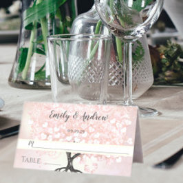 Rosa Heart Löv Träd Bröllop Place Cards Placeringskort