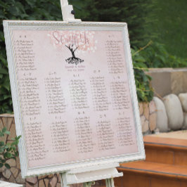 Rosa Heart Löv Träd Love Bird Bröllop Poster