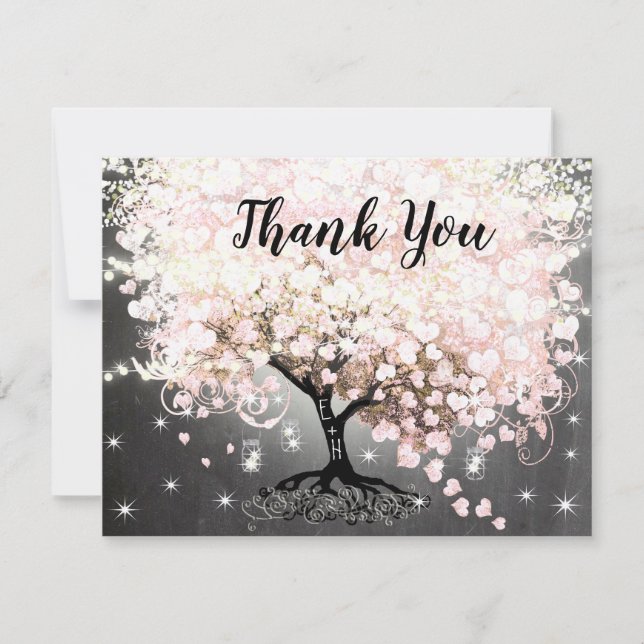 Rosa Heart Löv Träd Möhippa Inbjudan (Framsida)