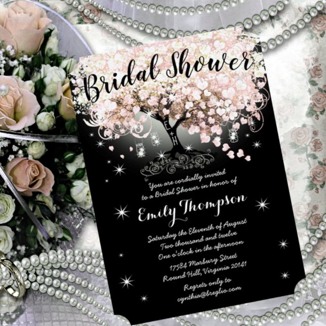 Rosa Heart Löv Träd Möhippa Inbjudningar (Skapare uppladdad)