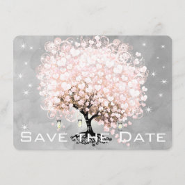 Rosa Heart Löv Träd Spara datum Datumet