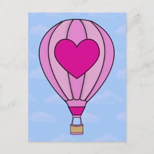 Rosa Heart Luftballong vykort
