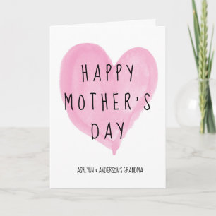 Rosa Heart Lycklig Mors dag Grandma Kort