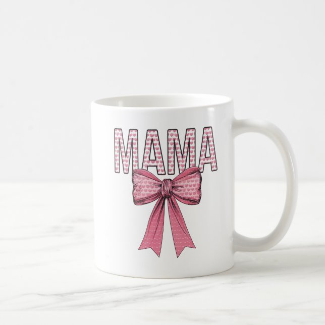 "Rosa Heart Mamma Bow Design Mors dag Kaffemugg (Höger)