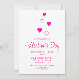 Rosa Heart Minimalist Valentine Day Party Inbjudningar