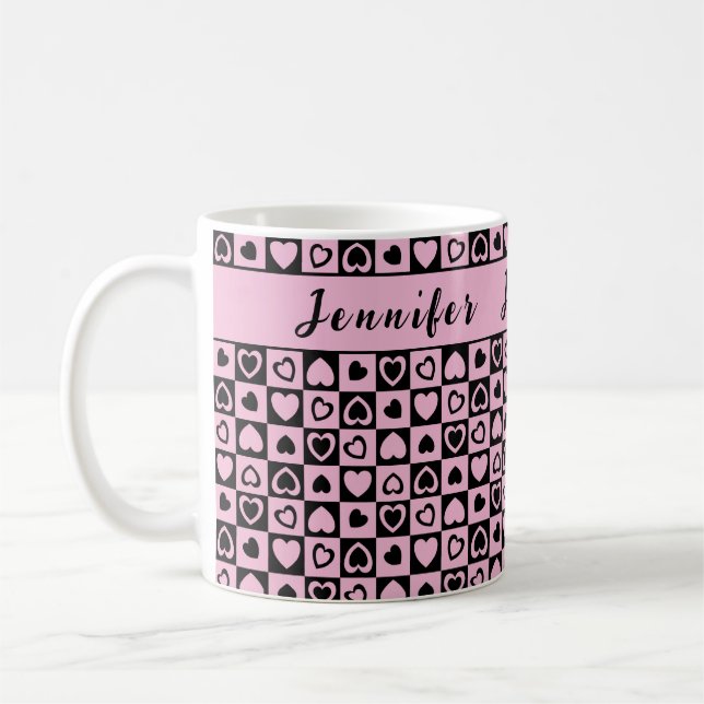 Rosa Heart Monogram Kaffemugg (Vänster)