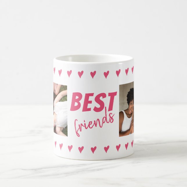 Rosa Heart Mönster Best Friends 2 Photo Kaffemugg (Center)