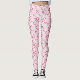 Rosa Heart Mönster Cute Valentine leggings