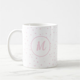 Rosa Heart Mönster Girly Romantic Monogrammed Kaffemugg