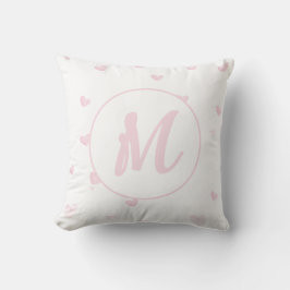 Rosa Heart Mönster Girly Romantic Monogrammed Kudde