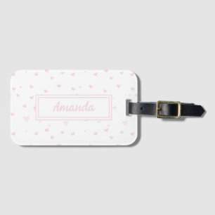 Rosa Heart Mönster Girly Romantic Watercolor Bagagebricka