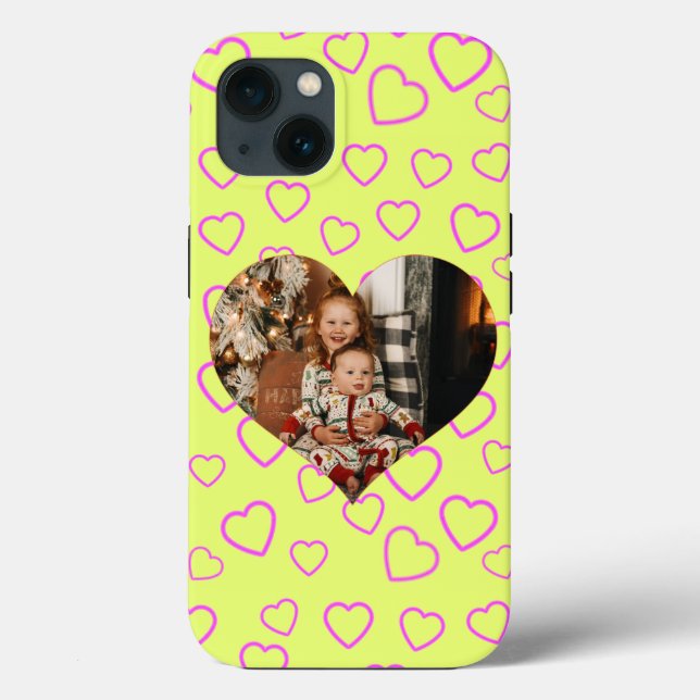 Rosa Heart Mönster Gult Background Anpassningsbar  (Baksida)